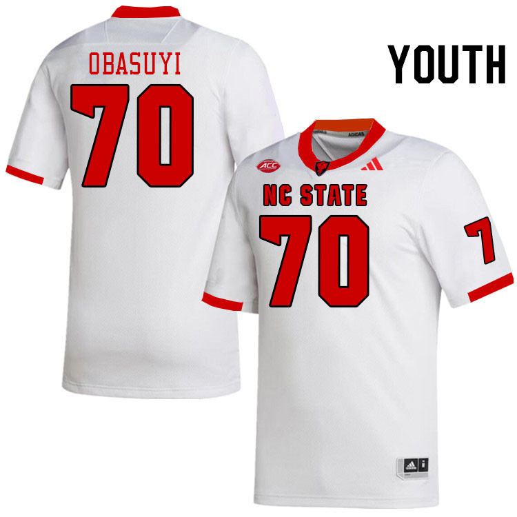 Youth #70 Obadiah Obasuyi NC State Wolfpack College Football Jerseys Stitched-White Youth #70 Obadiah Obasuyi NC State Wolfpack College Football Jerseys Stitched-White